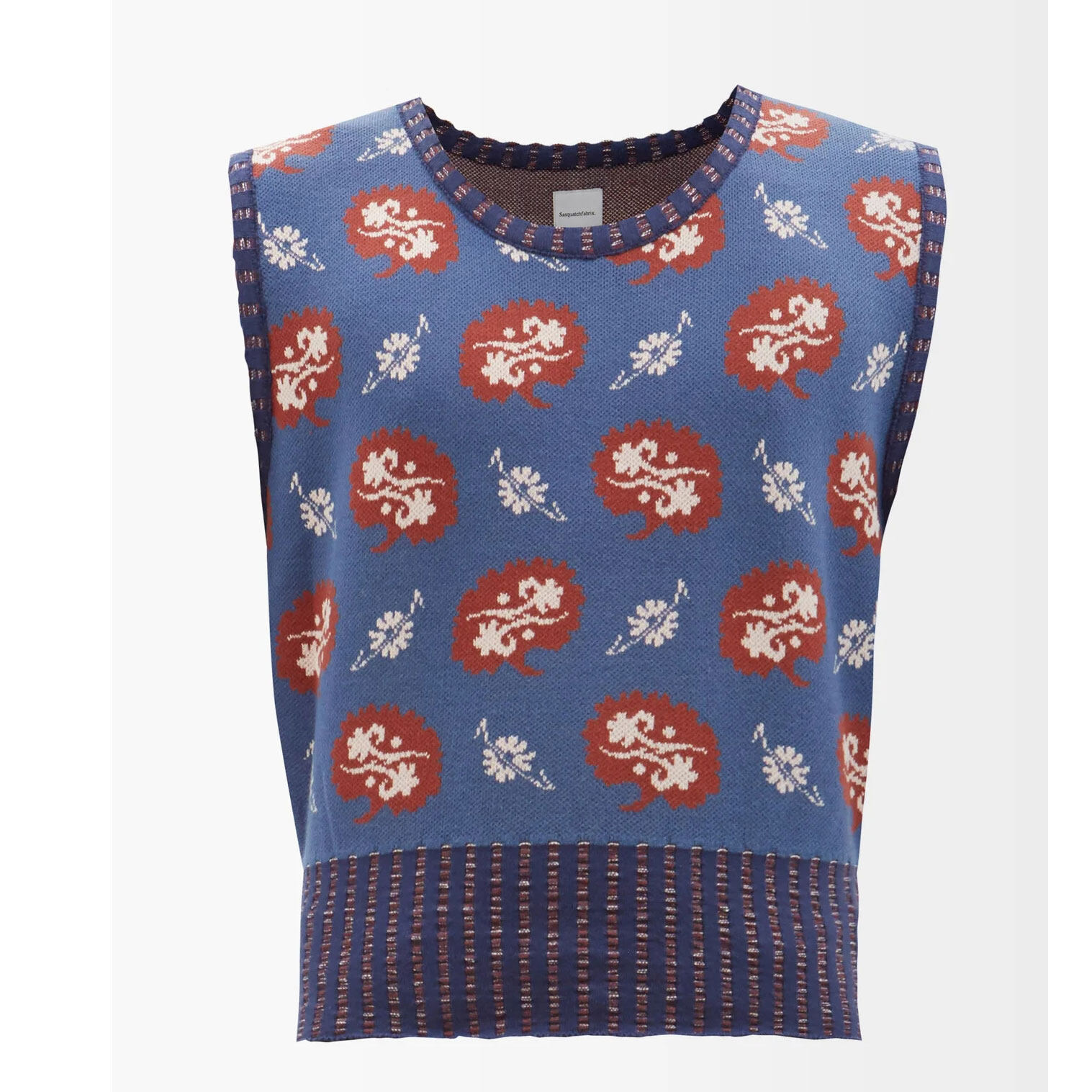 SASQUATCHFABRIX. Flower-intarsia knitted cotton-blend sweater vest