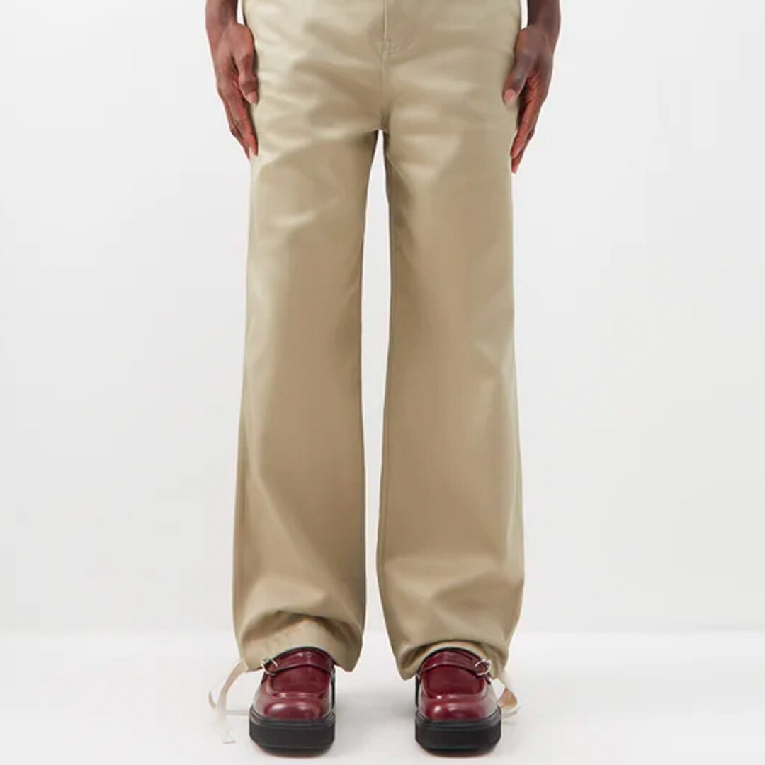 Drawstring-cuff cotton chino trousers