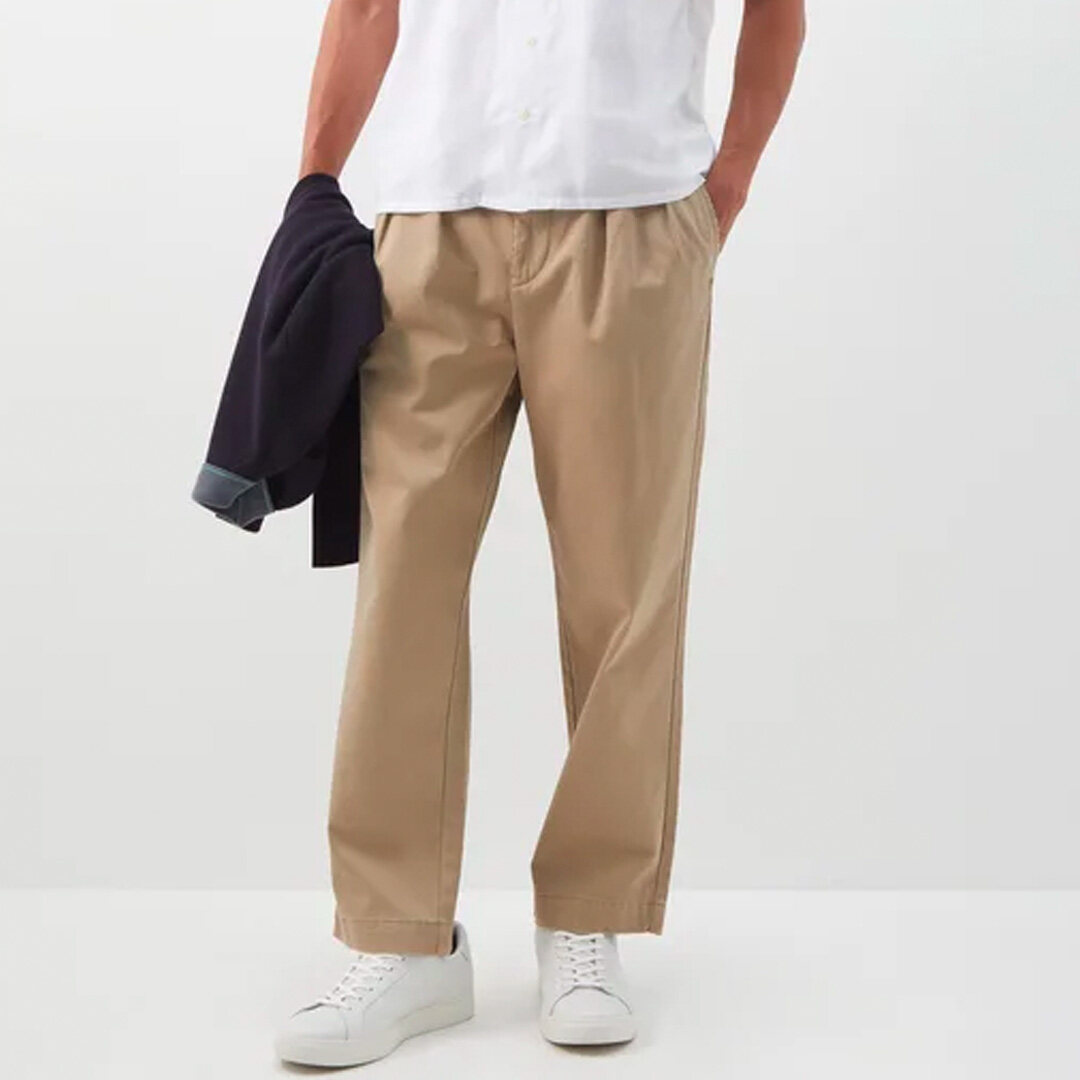 Whitman pleated cotton-twill chinos