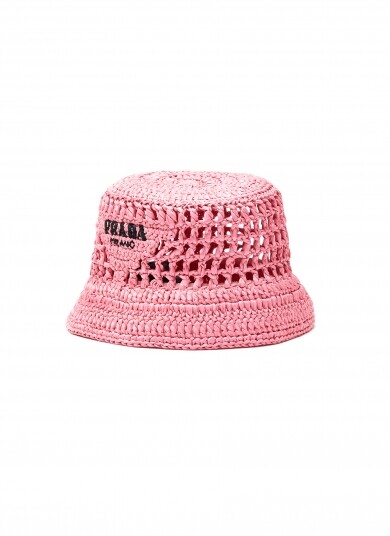 PRADA LOGO WOVEN RAFFIA BUCKET HAT PRADA LOGO WOVEN RAFFIA BUCKET HAT