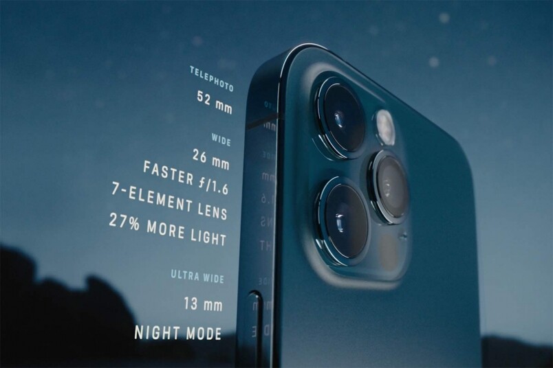 iPhone 12 Pro仍然會有13mm、26mm及52mm焦距，但廣角鏡頭也換上了全新的ƒ/1.6