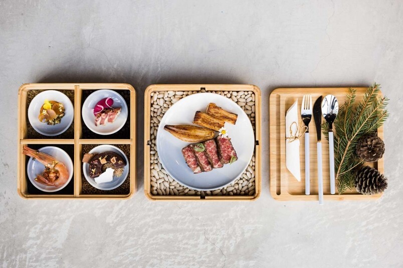 在家慶祝紀念日都可以Fine Dining！COBO HOUSE推出外送COBO Culinary Box，木製便當盒內藏五道菜套餐