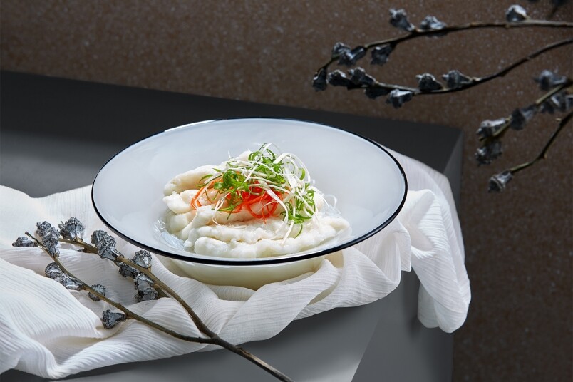 Poached Grouper Fillet With Vermicelli In Supreme Broth Poached Grouper Fillet With Vermicelli In Supreme Broth
