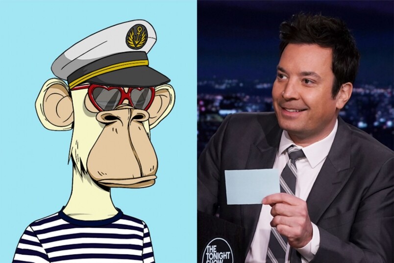 主持《The Tonight Show》的Jimmy Fallon,一樣有玩NFT,以46.6 ETH買入這枚BAYC #599! 主持《The Tonight Show》的Jimmy Fallon,一樣有玩NFT,以46.6 ETH買入這枚BAYC #599!