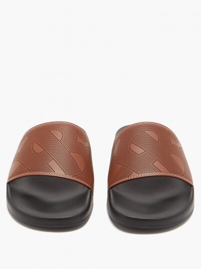 Burberry TB-logo Perforated Leather Slides