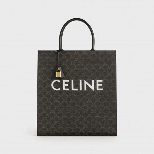 Celine Cabas Vertical In Triomphe Canvas With Celine Print