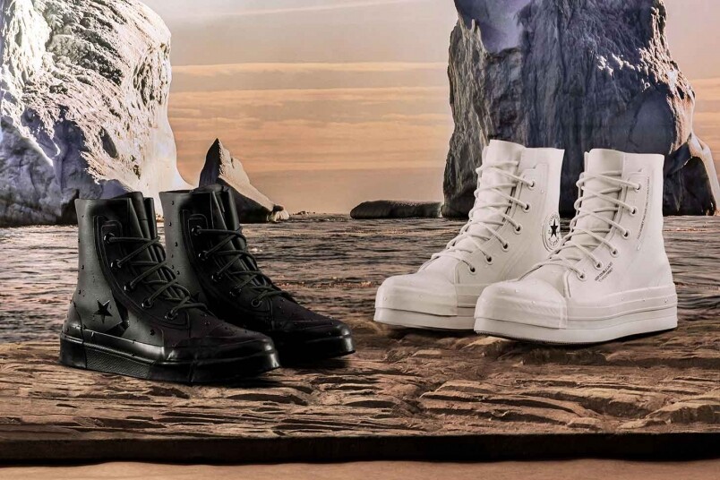 Converse首次與東京時尚品牌Ambush合作，就重構了Converse Chuck 70和Pro Leather這兩款經典鞋型，並在設計中注入了未來風格，帶來令人眼前一亮的鞋款。