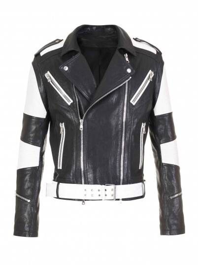 Balmain 黑白拼接機車真皮皮衣 Balmain 黑白拼接機車真皮皮衣