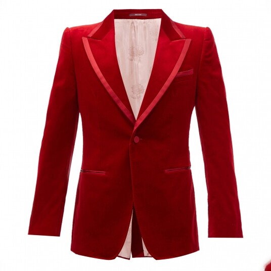 Gucci紅色絨面西裝外套