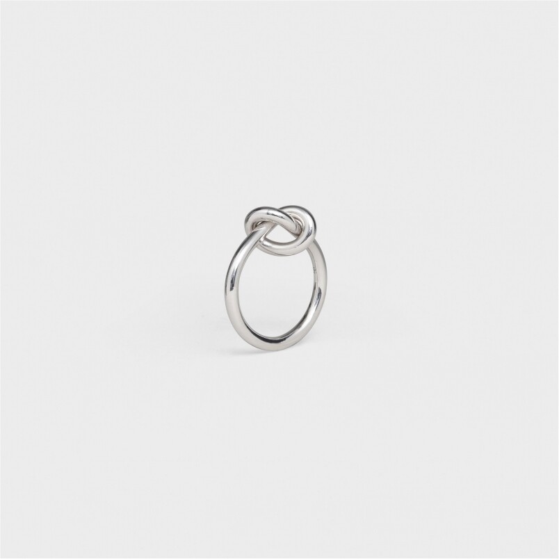 Celine Knot Ring In Brass With Rhodium Finish Silver