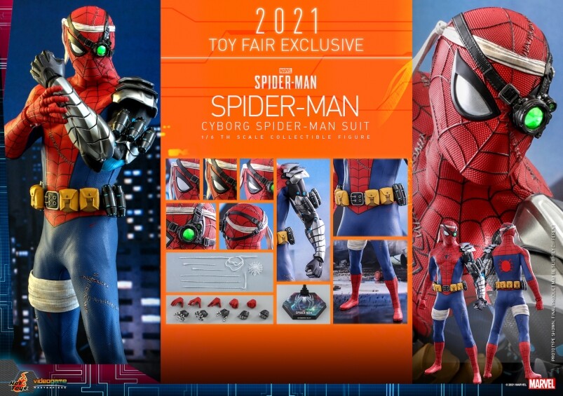 另外兩款期間限定珍藏人偶，則分別為《Marvel’s Spider-Man》中登場的Cyborg Spider-Man Suit蜘蛛