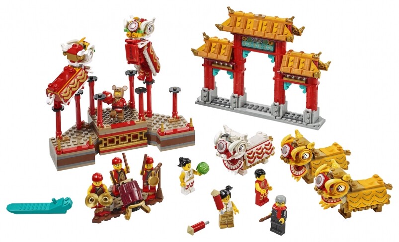 五隻醒獅充滿濃厚傳統色彩，更欣賞LEGO設計師以LEGO砌出活靈活現的獅頭