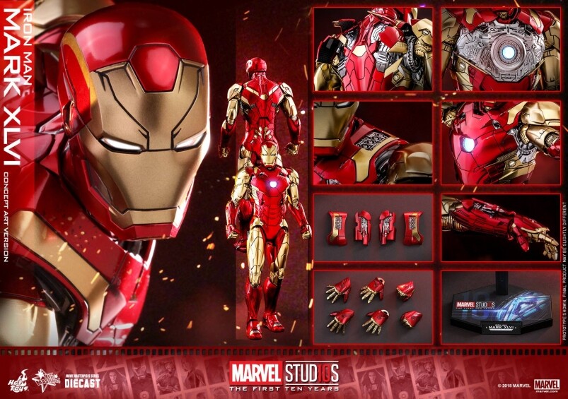 胸前及雙手的LED燈已經是Hot Toys Iron Man系列的基本配置，其他可換的還包括