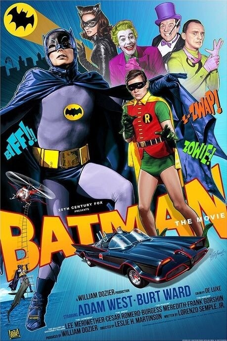 Adam West Batman: The Movie 1966年1966年的《Batman: The Movie》是首套蝙蝠俠的彩色電影，亦是由經典電
