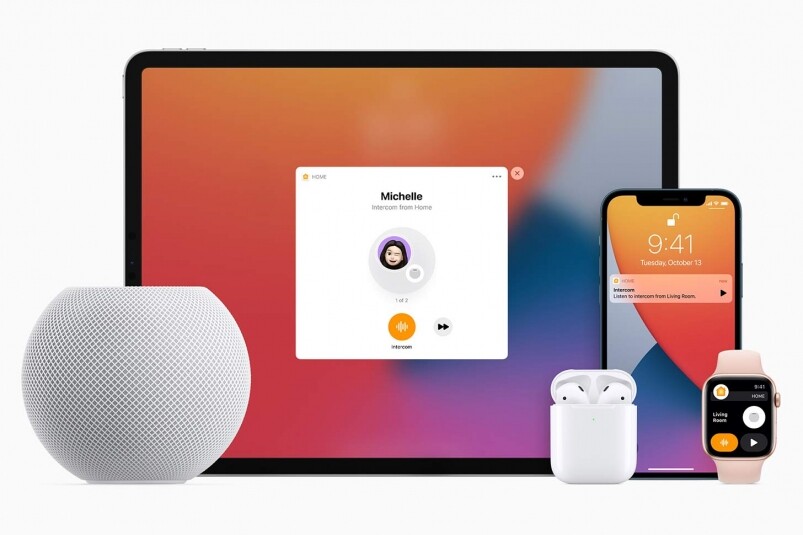 HomePod mini更好玩的是,你可以利用HomePod mini成為家中的的Intercom,你可以在家中不同角落放置HomePod mini,亦可以透過iPhone、iPad以至Apple Watch互相呼叫,他們的聲音都會自動在指定的 HomePod 揚聲器中播放! HomePod mini更好玩的是,你可以利用HomePod mini成為家中的的Intercom,你可以在家中不同角落放置HomePod mini,亦可以透過iPhone、iPad以至Apple Watch互相呼叫,他們的聲音都會自動在指定的 HomePod 揚聲器中播放!