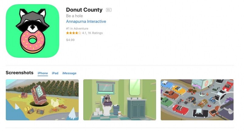 年度最佳 iPhone 遊戲：《Donut County》