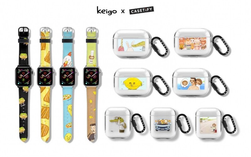 Keigo除了設計首個CASETiFY的iPhone手機殼之外，更有Apple Watch 錶帶、AirPods 保護殼、手機支架以