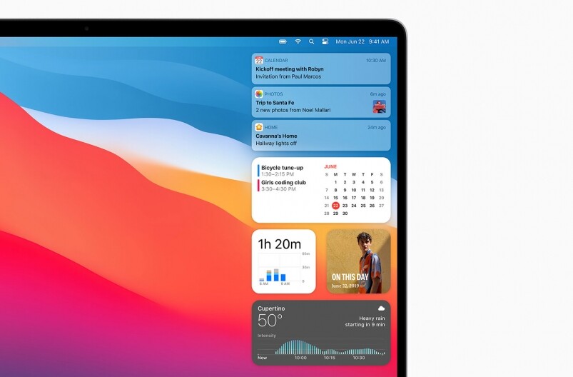 macOS Big Sur上經過更新的通知中心，與iPad或iPhone的感覺根就一樣了吧？帶來了更