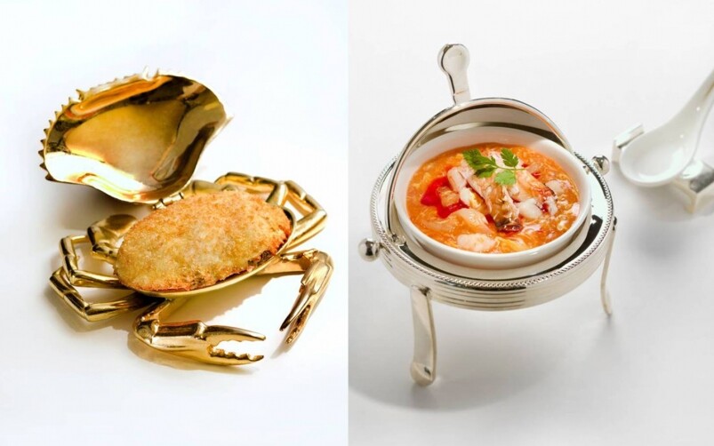 金葉庭今年於母親節推出多款時令菜式，其中焗釀鮮蟹蓋（HK$220），以新鮮蟹