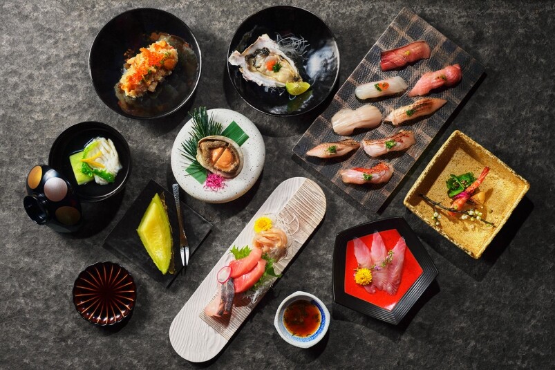 而最豐富的Omakase月套餐，更有前菜、刺身五款、8貫壽司、吸物、御料理兩款加上