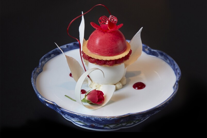 Zuma Molten Raspberry Cake With White Chocolate, Lychee And Rose Parfait Photo 1 Zuma Molten Raspberry Cake With White Chocolate, Lychee And Rose Parfait Photo 1