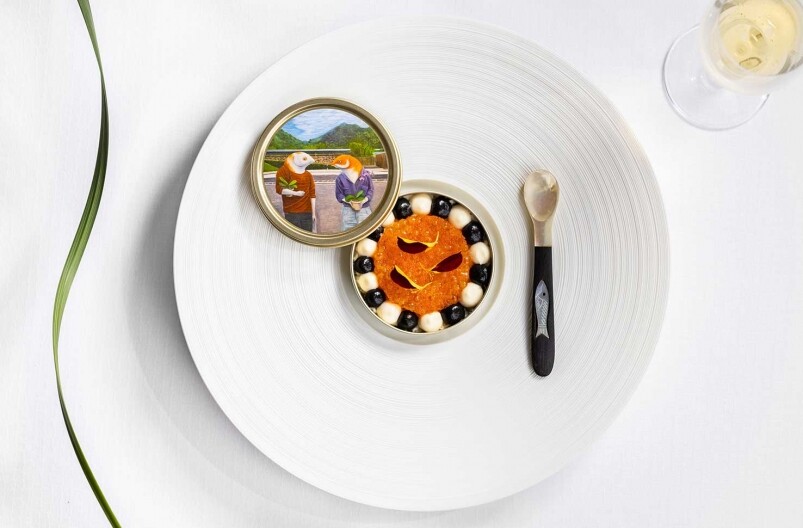 米芝蓮星級餐廳MANDARIN GRILL + BAR的主廚Simon Guthridge，以四位知名華人藝術家的作品，用上