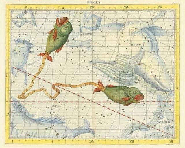 她指出,只要把詩句「在雙魚座相遇的兩條閃亮的魚」,與17世紀英國皇家天 她指出,只要把詩句「在雙魚座相遇的兩條閃亮的魚」,與17世紀英國皇家天