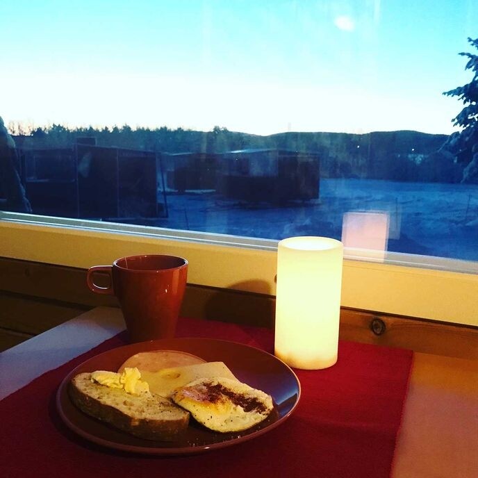 早上起來，也是到了主樓去吃早餐，旅舍主人Esko夫婦會為大家準備自助早