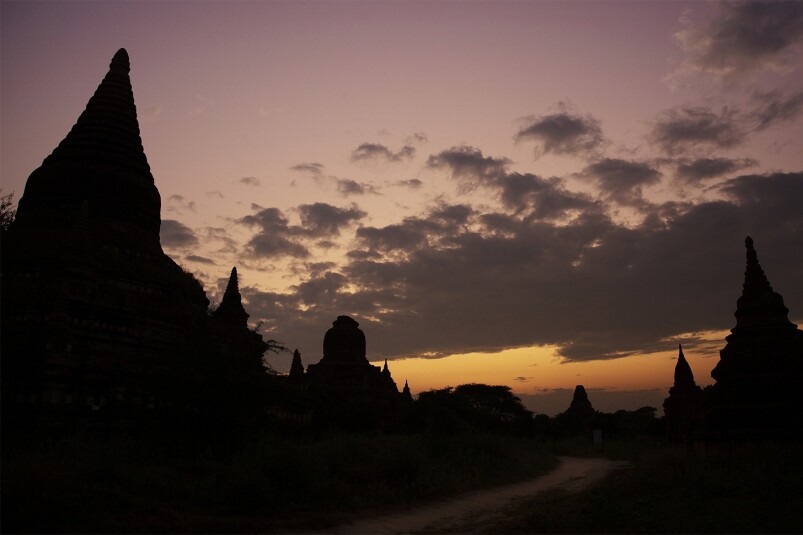 Ancient Pagodas Are Silhouetted Bagan 蒲甘