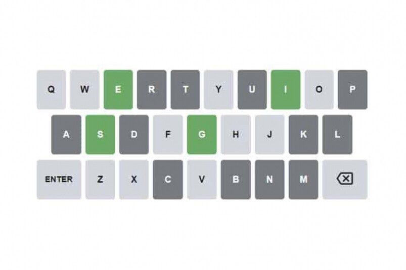 當玩到一半的時候，下方的鍵盤呈現出不同的顏色，深灰色的字母不用再