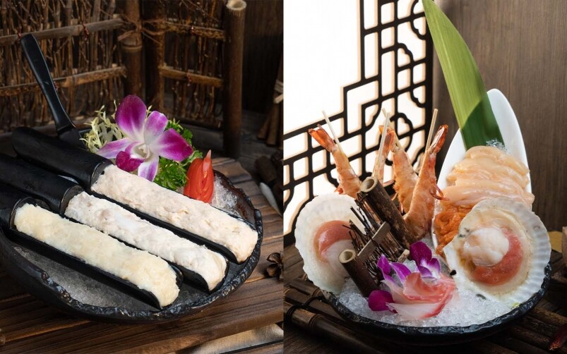 打邊爐當然不少得海鮮，無老鍋的海鮮拼盤（HK$298）有齊扇貝、海蝦和鯛魚等
