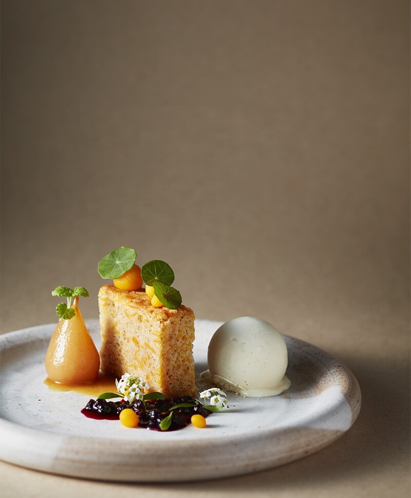 Kabocha Cake, Pear William Ice Cream And Blueberry Compote (HKD 130) (1) Kabocha Cake, Pear William Ice Cream And Blueberry Compote (HKD 130) (1)