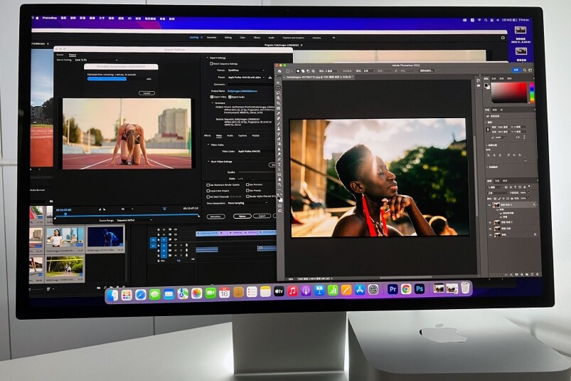 Mac Studio有足夠強大的機能，在於就算一邊處理4K影片，也可以繼續執行Photoshop