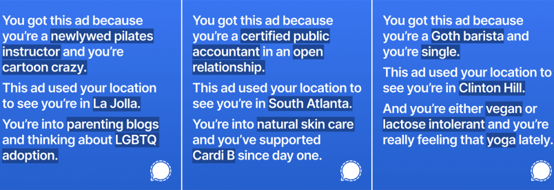 Signal在Instagram落廣告揭Facebook如何收集個人資料丨到底演算法是幫助讀者還是消費讀者呢？