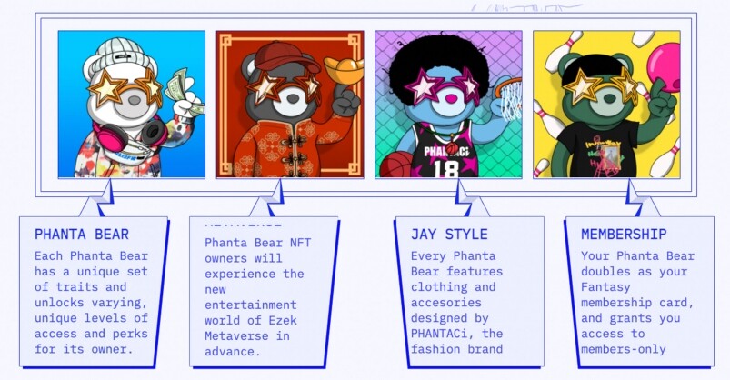 「Phanta Bear」是由PHANTACi與Ezek.io共同開發，每一個的背景、打扮、衣著與手持的物件都不