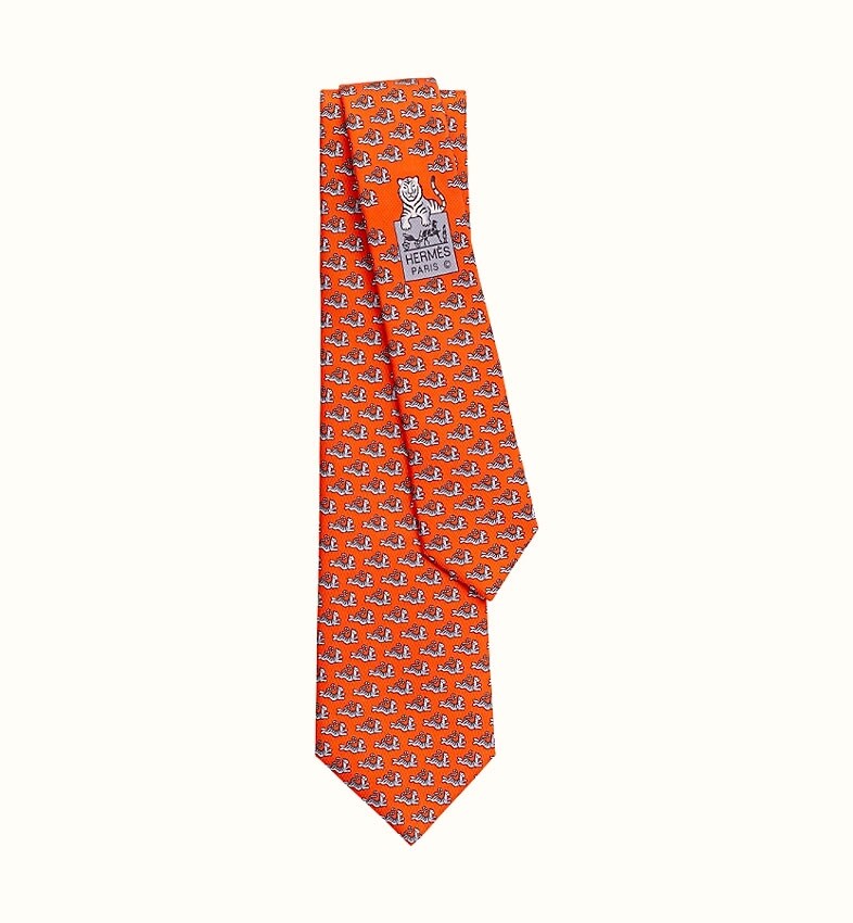 Hermès 7厘米斜紋真絲領帶
