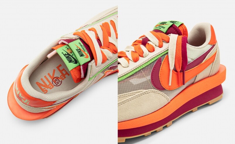 繼承了sacai x Nike LDWaffle獨特的拼貼鞋身，若然你認為這對CLOT版不過加多個logo便