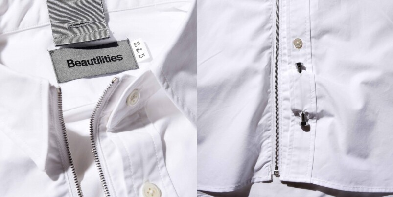 Beautilities的設計將機能細節簡潔地融入傳統的恤衫設計當中，於鈕扣旁的一排