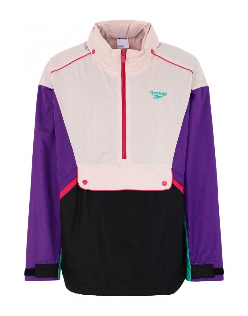 今季最流行的運動風褸一定非pullover款莫屬，以紫色及暗粉紅色為主色，腰間
