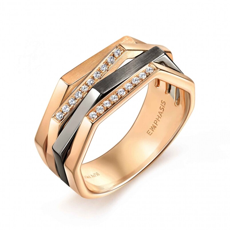 EMPHASIS M Collection 18K Rose & Black Gold Diamond Ring HK$10,500