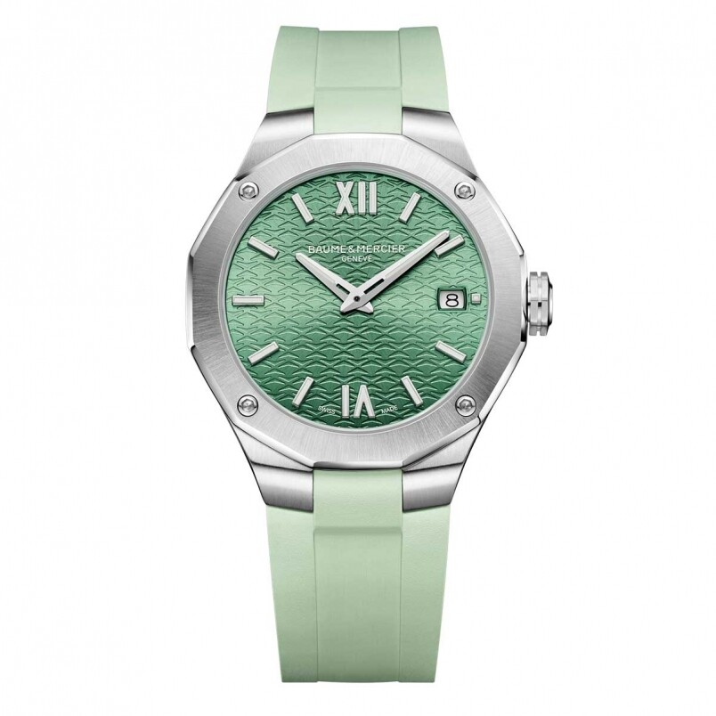 而與Riviera 10618同時推出的女裝錶款Riviera 10611，同樣採用綠調設計，但色調更柔和。而