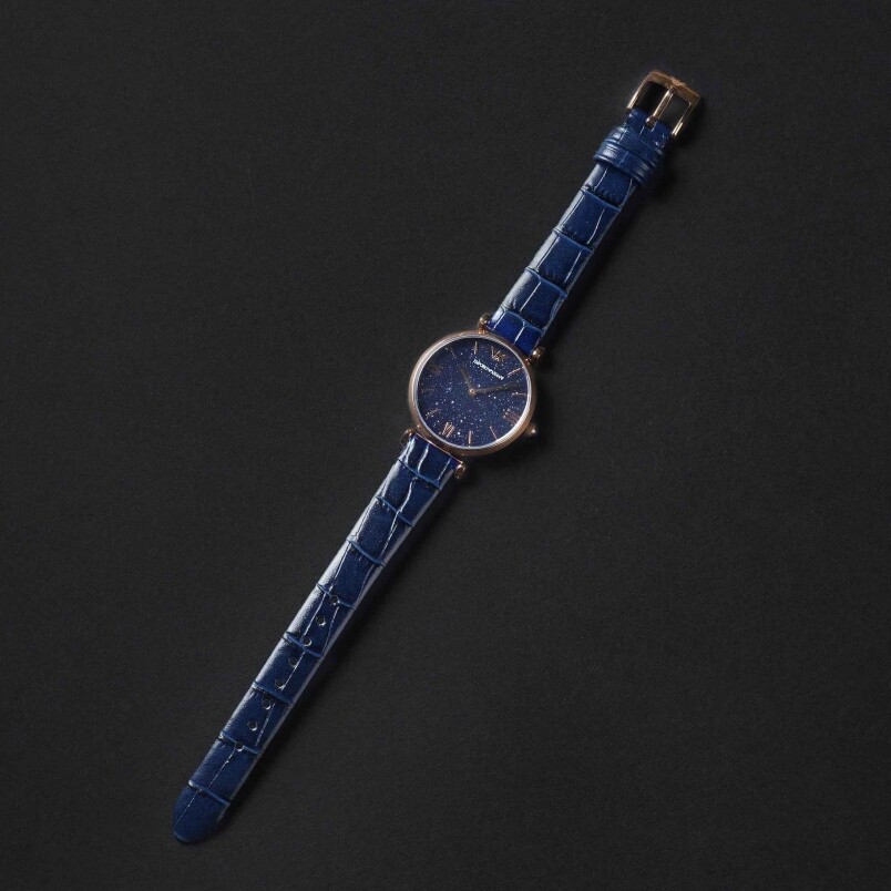 Emporio Armani 深藍色星空皮革腕錶 HK$2,500