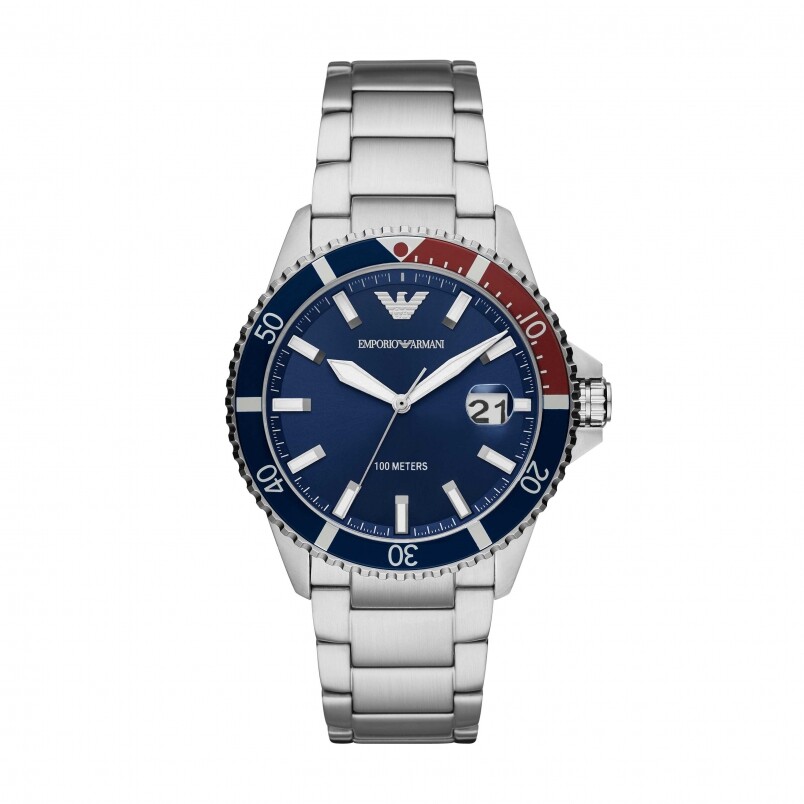 Emporio Armani 海軍藍不銹鋼潛水腕錶 HK$2,500