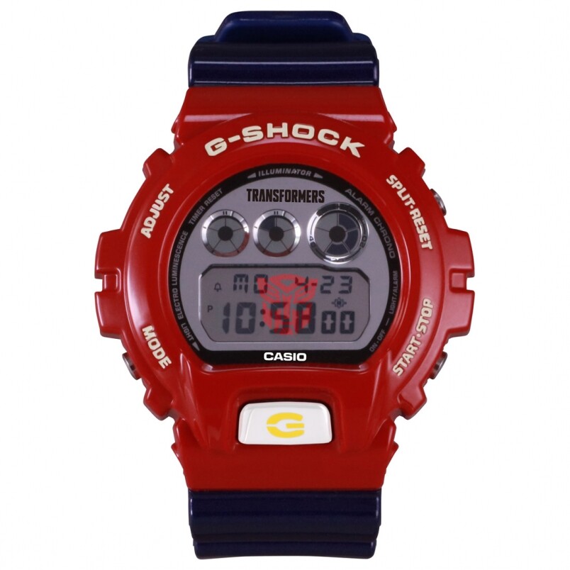 這枚G-Shock腕錶是變型金剛35周年的別注版本，可以從柯柏文的身上拆下