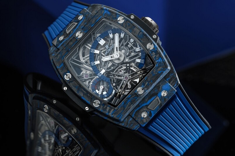 法拉利主題系列的腕錶以外，最矚目的當然是這款Spirit of Big Bang Tourbillon腕錶，由黑