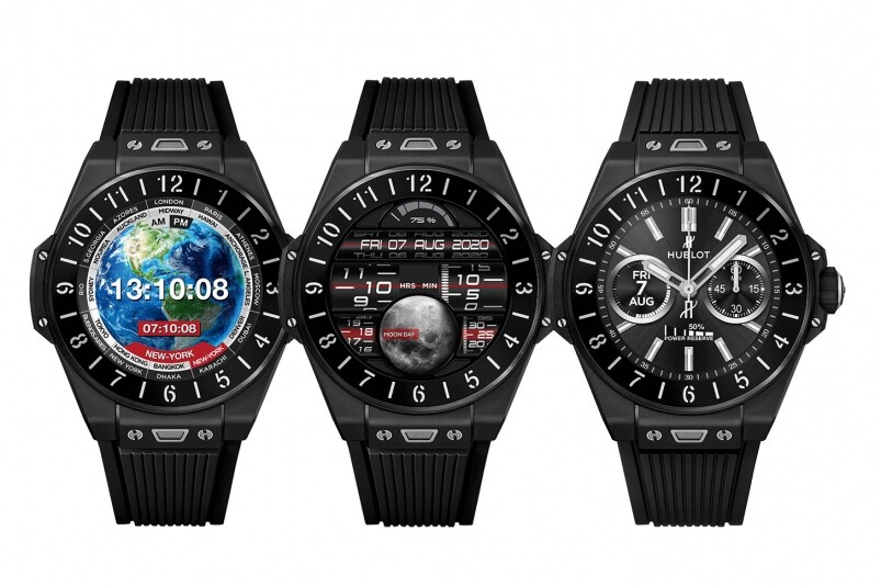 想在平日以經典的HUBLOT手錶方式佩戴，就可以使用「Time Only」模擬指針式的功能