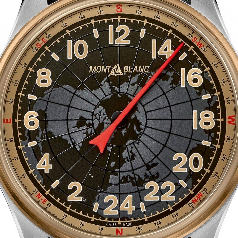 當你位居北半球時，可將腕錶設定在正確的時間，接著將腕錶保持與地面