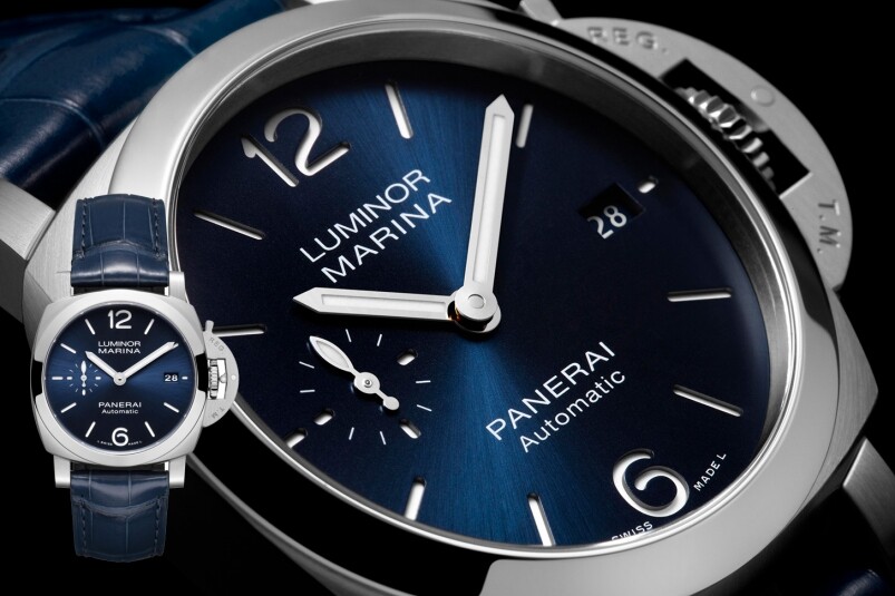 湛藍錶面是近年的大熱選擇，再配搭深藍色鱷魚皮帶，感覺高貴優雅；現在