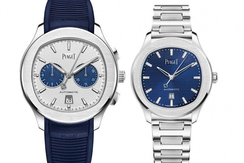 Piaget Polo Chronograph 42mm計時碼錶 HK$123,000(左), Piaget Polo Date 36mm精鋼腕錶 HK$104,000(右) Piaget Polo Chronograph 42mm計時碼錶 HK$123,000(左), Piaget Polo Date 36mm精鋼腕錶 HK$104,000(右)