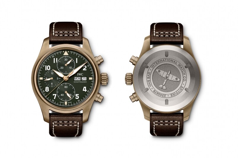 另一枚計時新作Pilot’s Watch Chronograph Spitfire一樣有銅殼及綠面的組合，即是說錶殼會隨